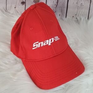 Snap-on Tools Bright Red Logo Spellout Embroidered Fitted Hat Cap Medium